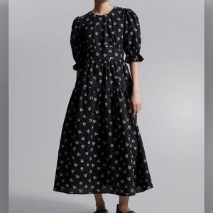 & other stories floral puff sleeve midi dress